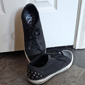 Rock & Republic Black Studded Canvas Men's Sneakers